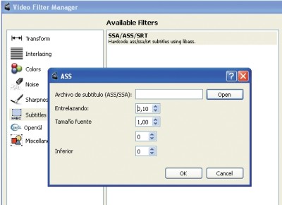 Otra función interesante del programa es la que nos permite agregar subtítulos a nuestros videos e, incluso, configurar ciertos parámetros.