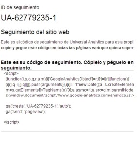 ¡Nuestra cuenta ya está creada! En pantalla podremos ver su ID. Ahora solamente falta instalar el código en nuestro sitio para comenzar a medir. ¡Bienvenido/a!