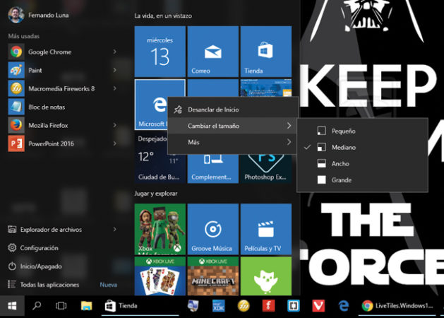 Los Tiles y Live Tiles dentro del nuevo menú Inicio son las estrellas personalizables de Windows 10.