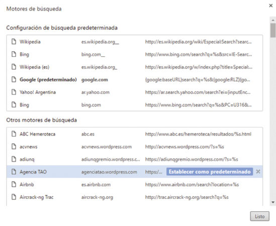 En el caso de que usemos usuarios de Chrome exclusivamente para búsquedas en ciertos sitios –por ejemplo, si nuestra PC está en un negocio o biblioteca– podemos definir como predeterminado un motor no generalista.