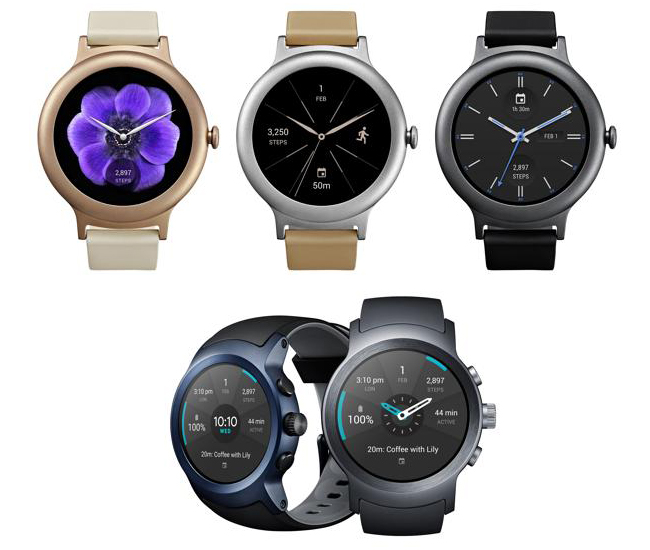 Así lucen los nuevos relojes de LG con Android Wear 2.0. Arriba, el Watch Style; abajo el Wacth Sport. 