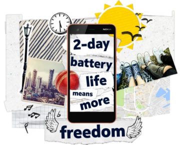 Esta imagen oficial destaca una de las características más relevantes del Nokia 2: su autonomía y el poder de su batería.