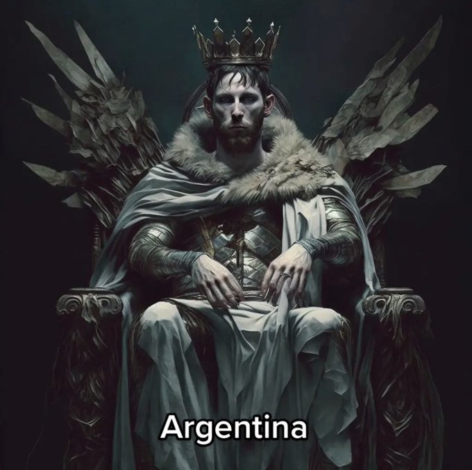 Argentina tiene a lo que parece ser una versión de Messi sentado en el trono de un emperador.